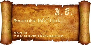 Mocsinka Bálint névjegykártya